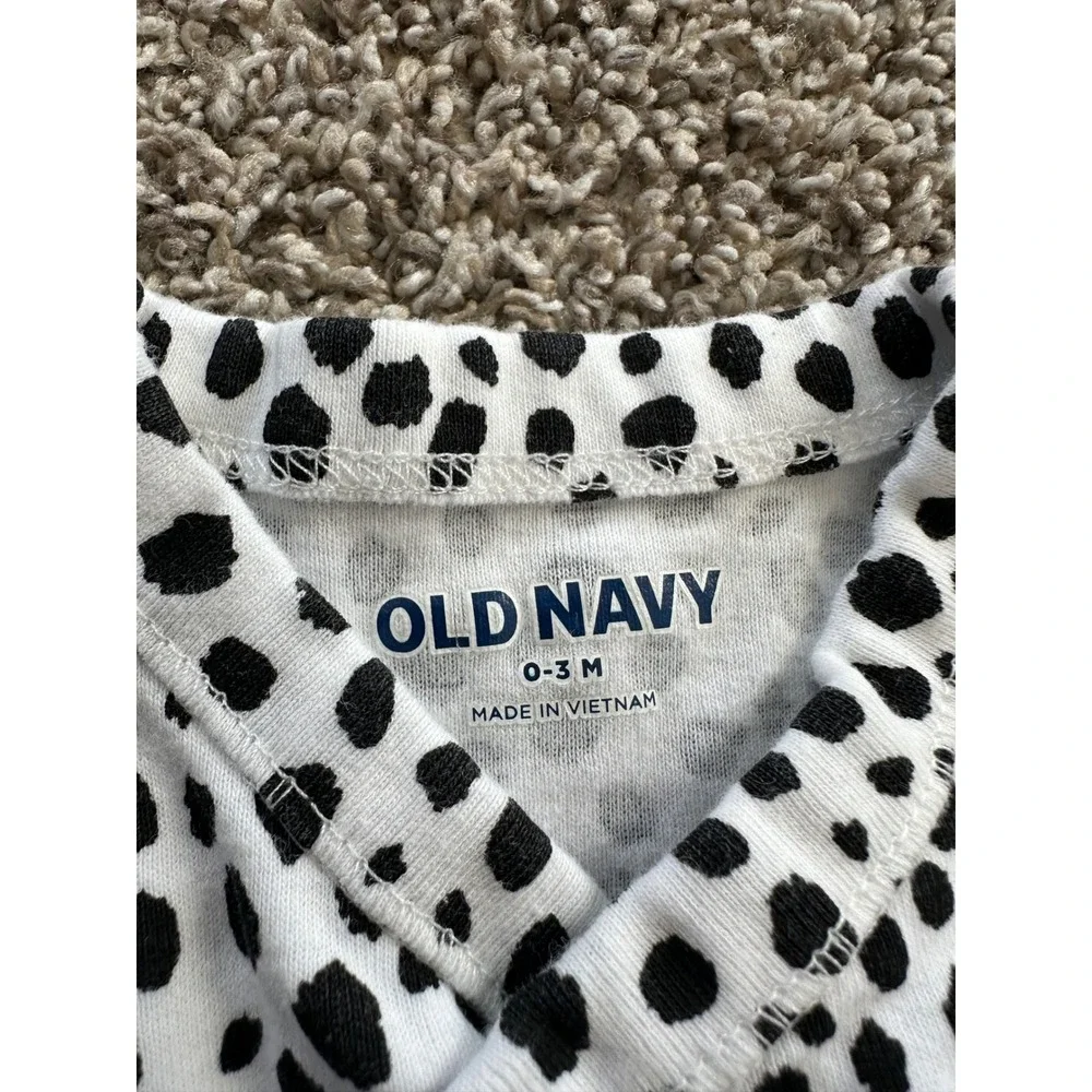 Old Navy Baby 0-3M‎ Dalmatian Spot Kimono Top and Footed Pants Set Black White - Picture 3 of 6